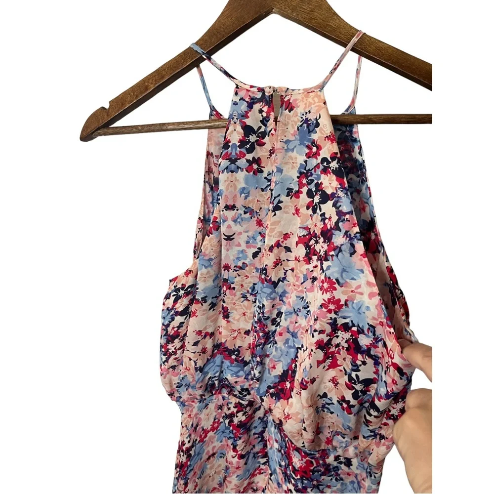 PARKER 100% SILK FLORAL CRISS CROSS FRONT STRAPPY FLOWY DRESS SIZE MEDIUM - Picture 7 of 16